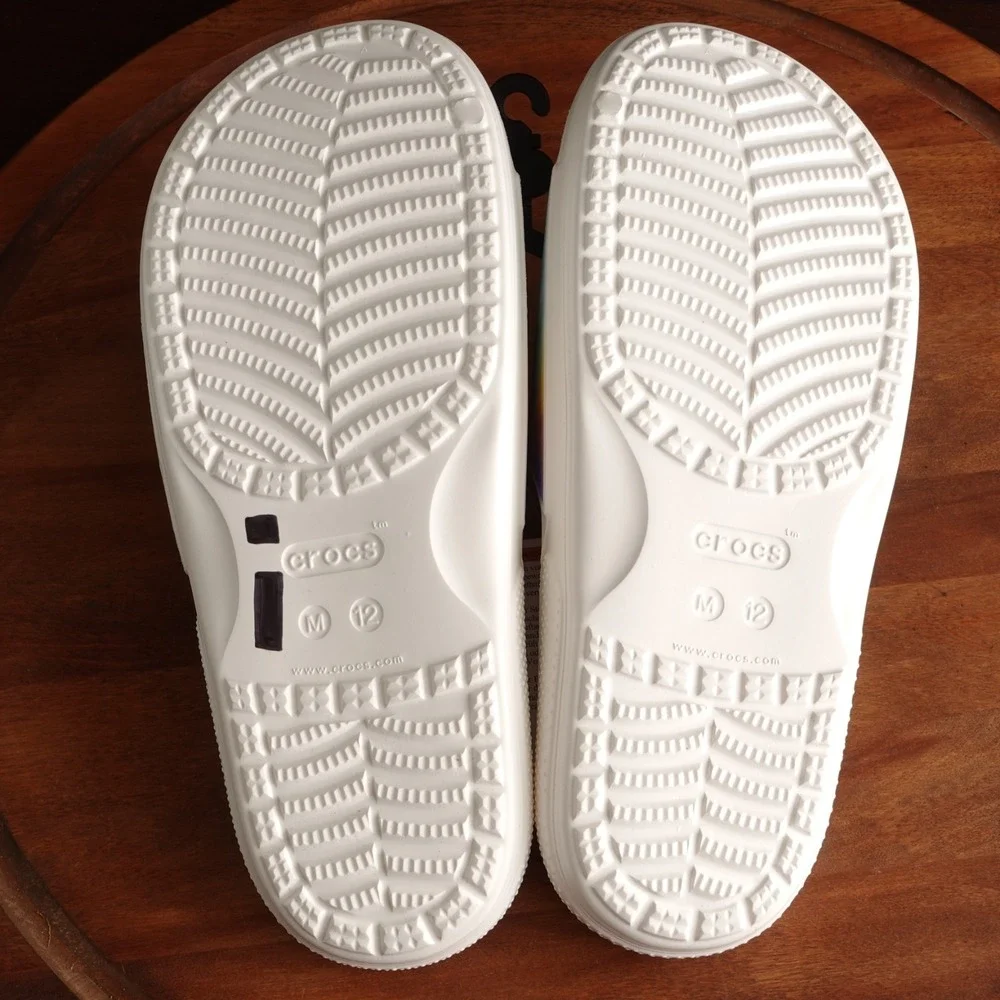 Crocs Sandals Mens SZ M12 White Tiedye Classic Slide Waterproof Pool Shoes NWT